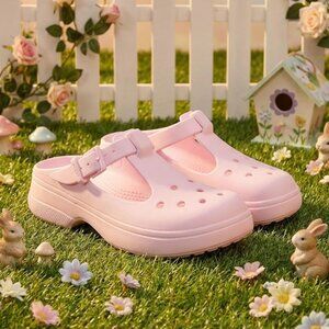 Crocs Mary Jane Clog Shoes Pink Milk Womens Sz 8